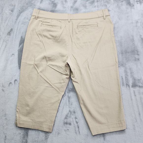 St Johns Bay Pants Womens 18P PETITE Tan Khaki High Rise Stretch Cotton Preppy - Picture 3 of 13